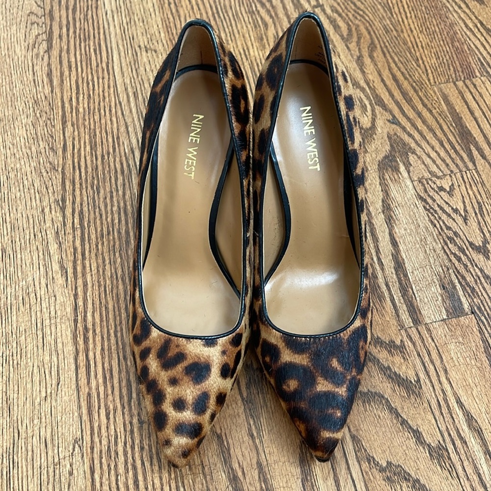 Nine West Leopard Print Heels Pointed Toe Pumps Women Size 8.5